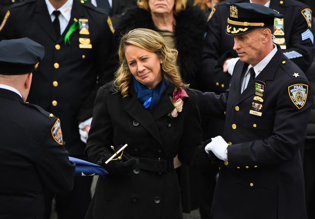 A photo of Leanne Simonsen at her husband's funeral